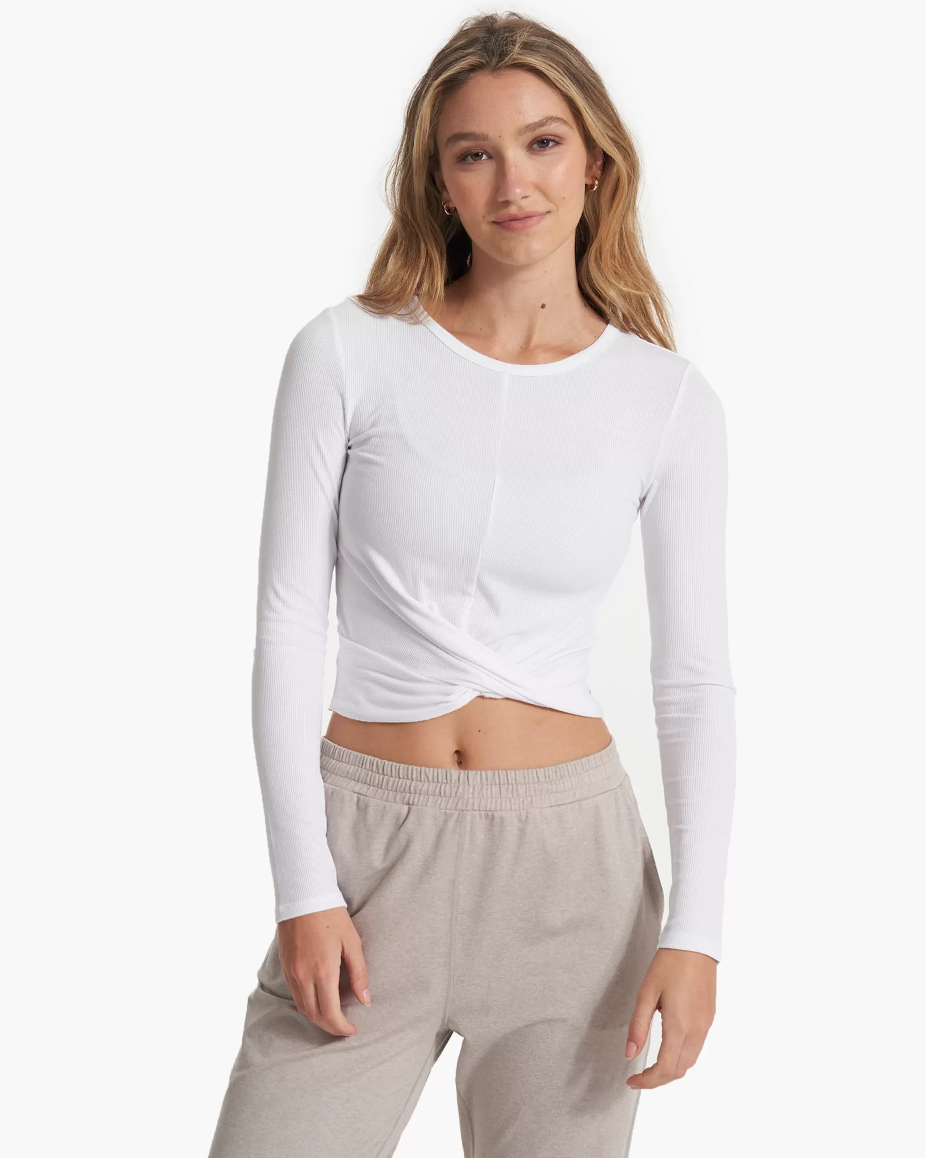 Vuori Long Sleeve Cove Twist Tee White Online