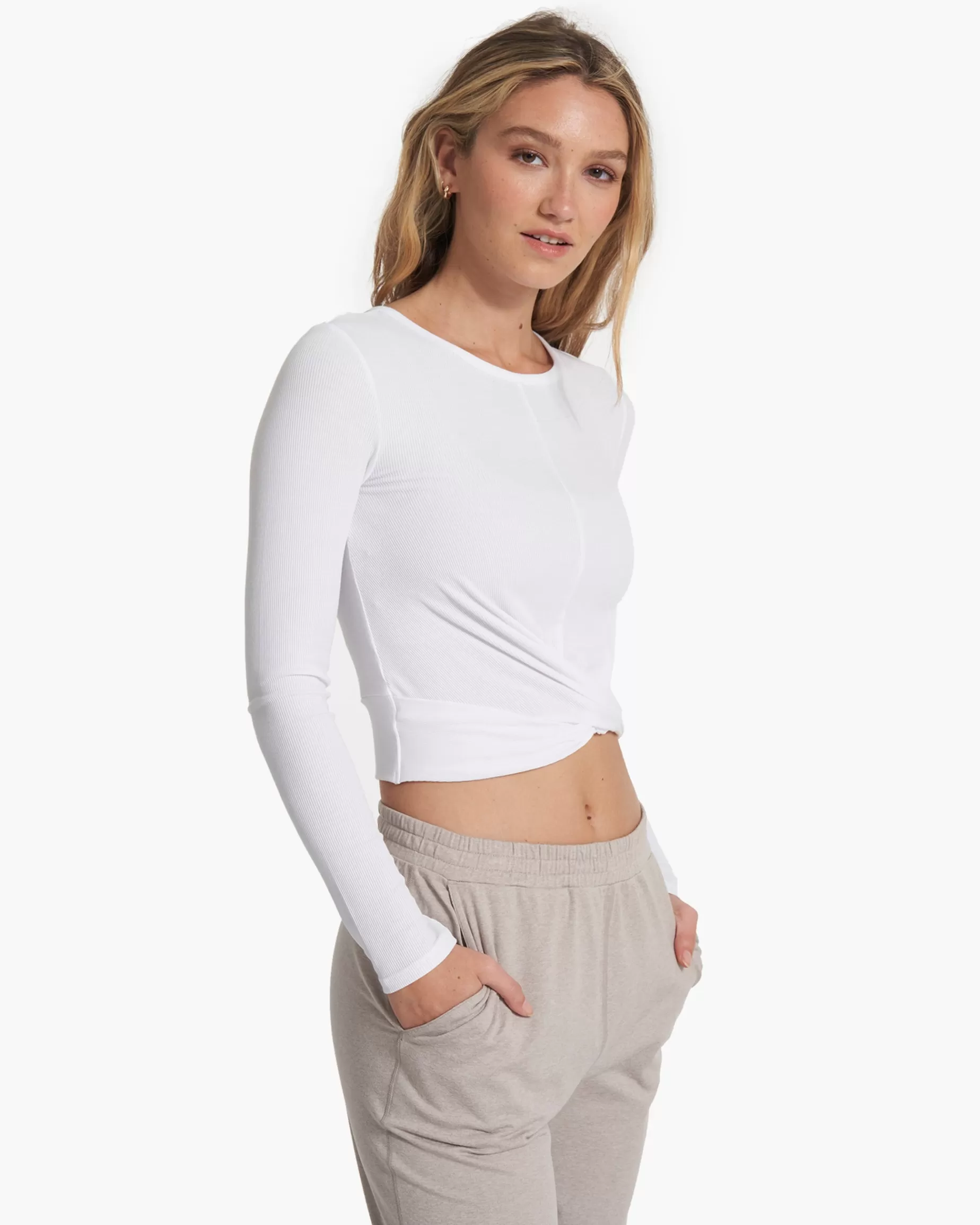 Vuori Long Sleeve Cove Twist Tee White Online