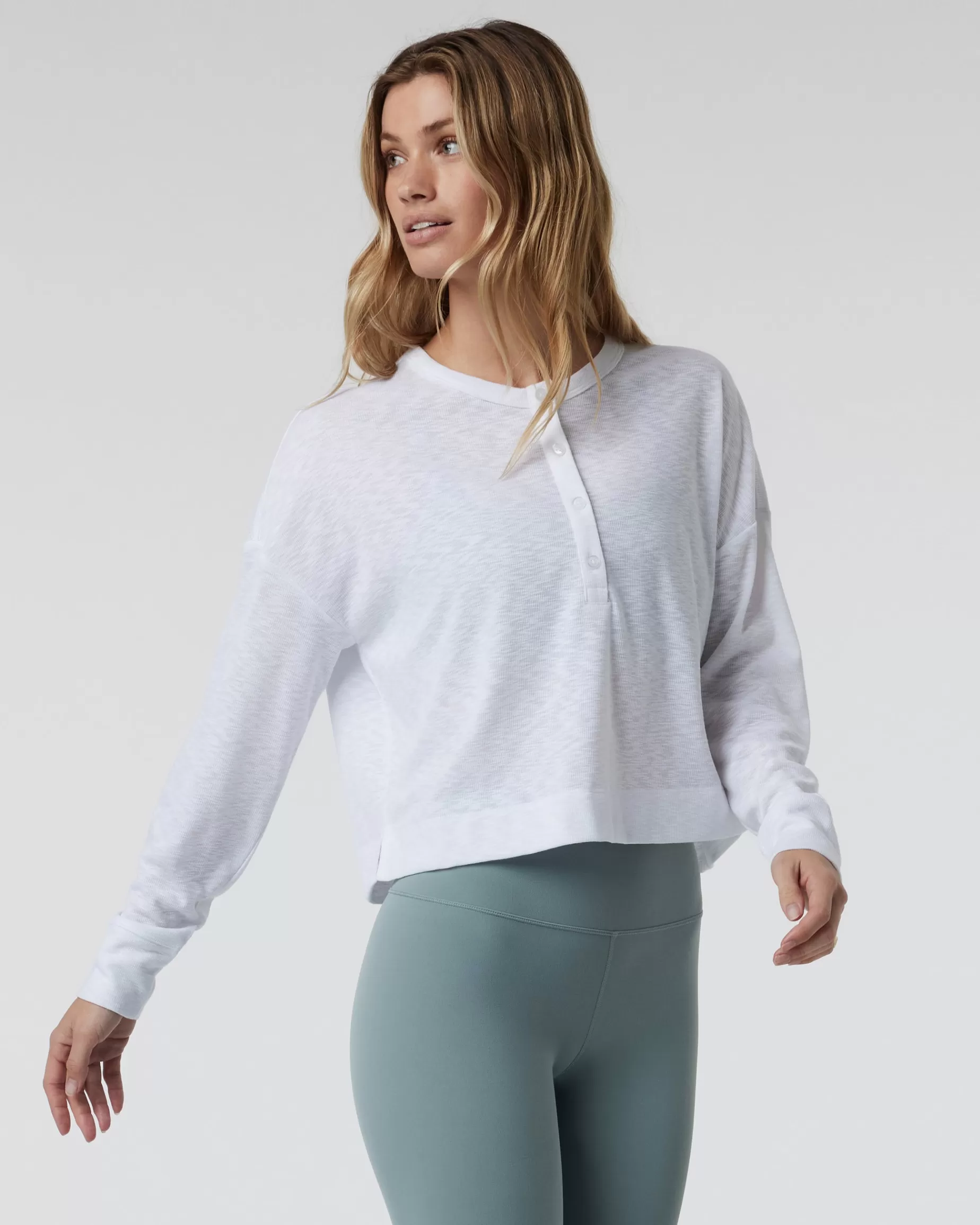 Vuori Long Sleeve Sunrise Oversize Henley White Cheap