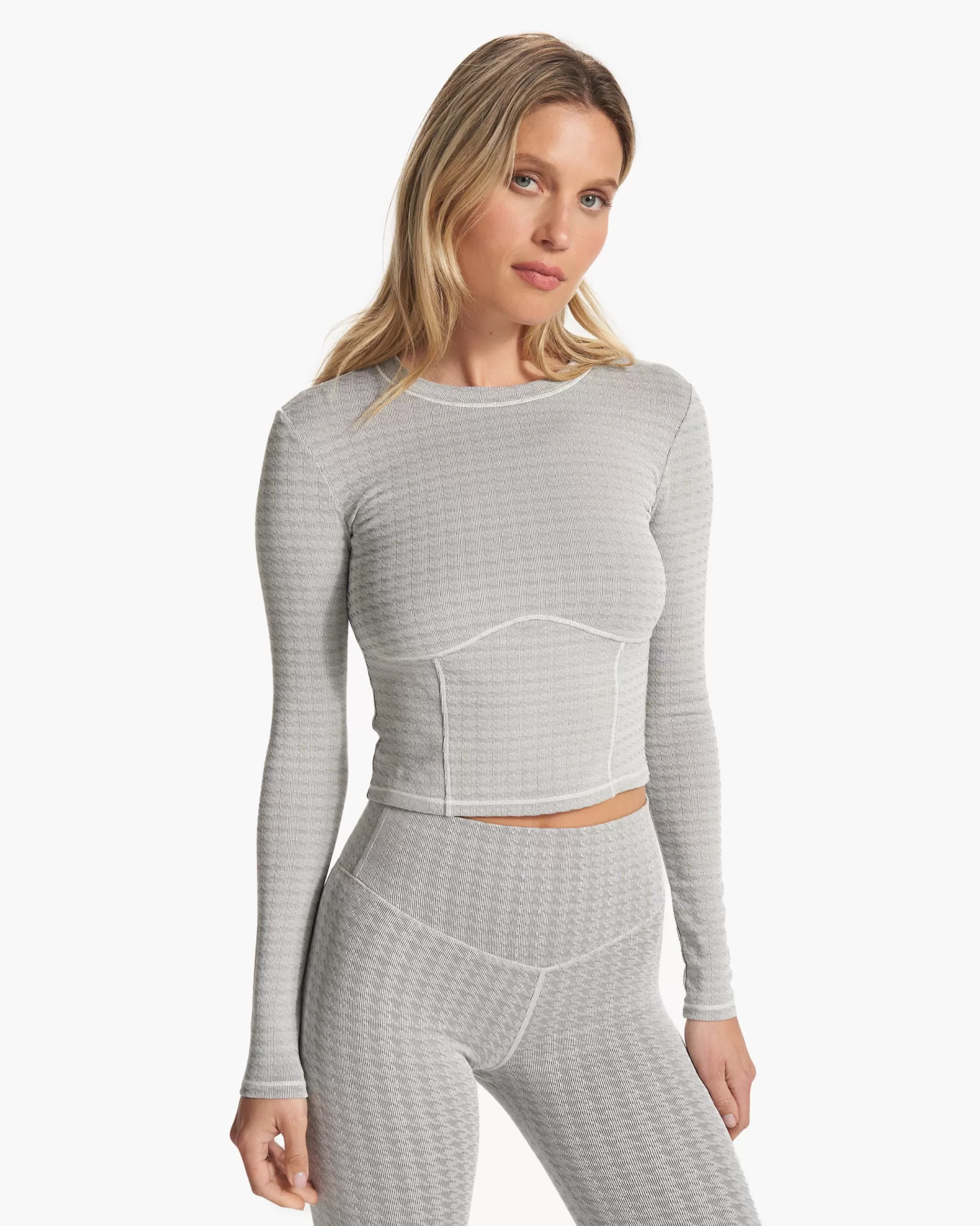 Vuori Long Sleeve Textured Chilled Out Top Houndstooth Hot