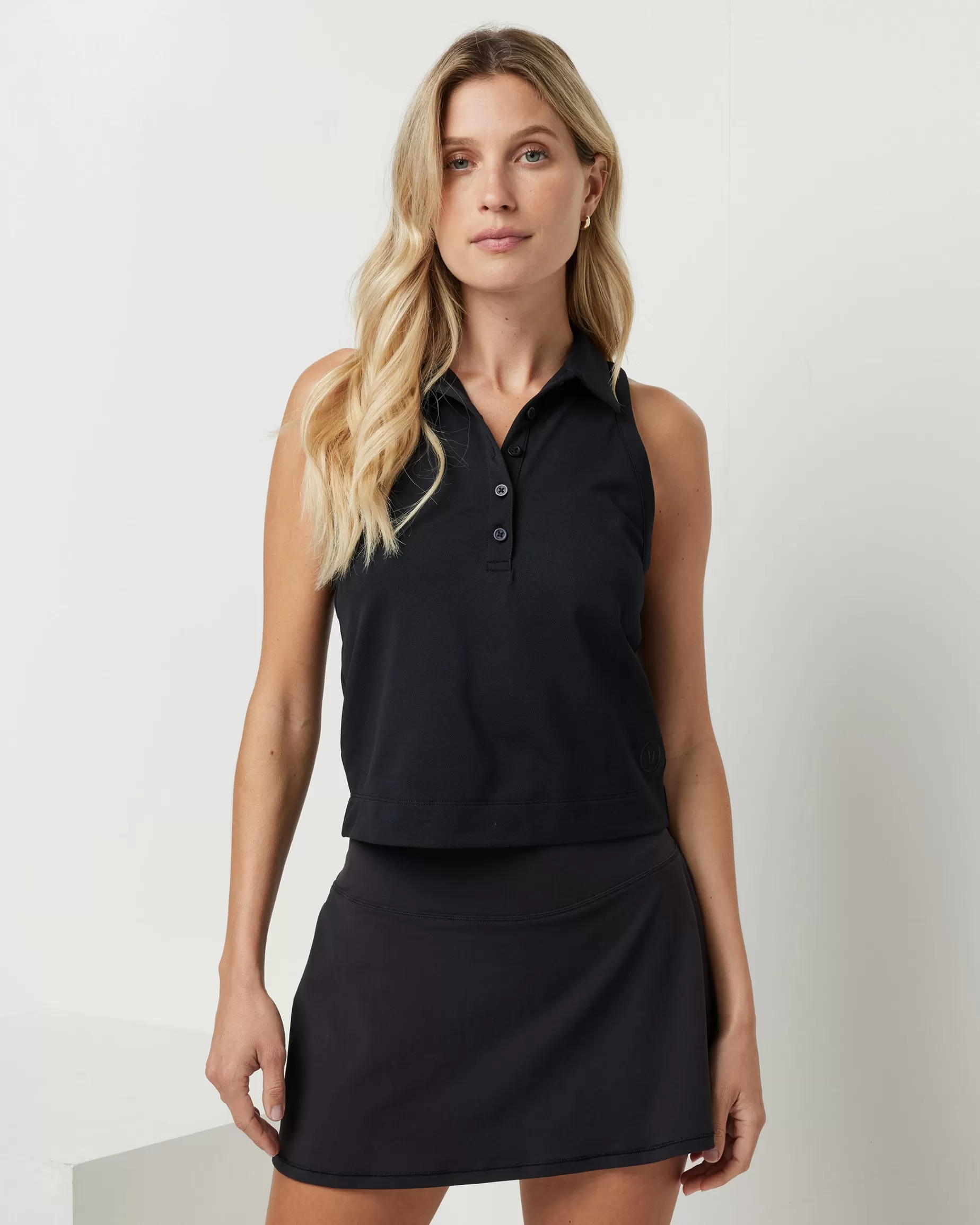 Vuori Pique Polo Tank Black Flash Sale