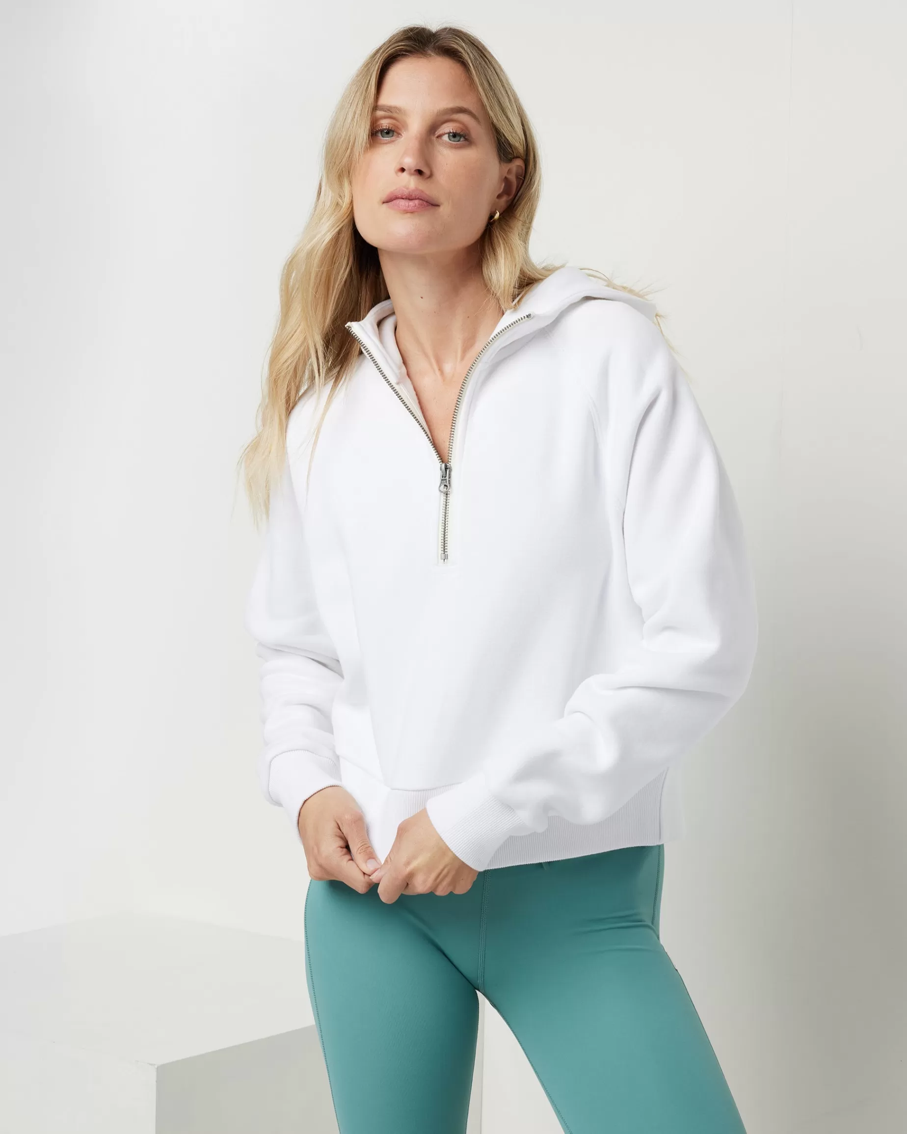 Vuori Restore Half Zip Hoodie White Discount