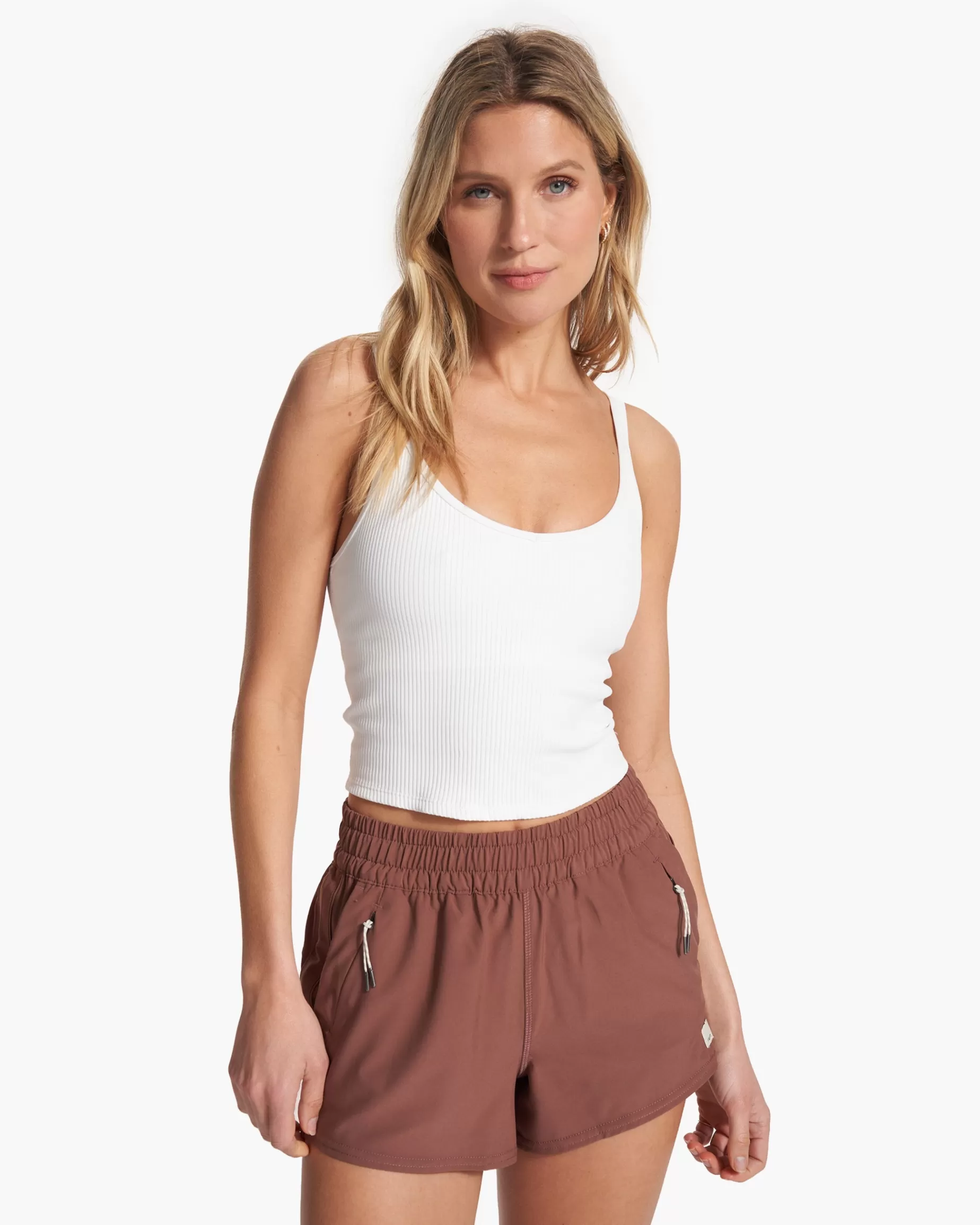 Vuori Rib Crop Tank White Store
