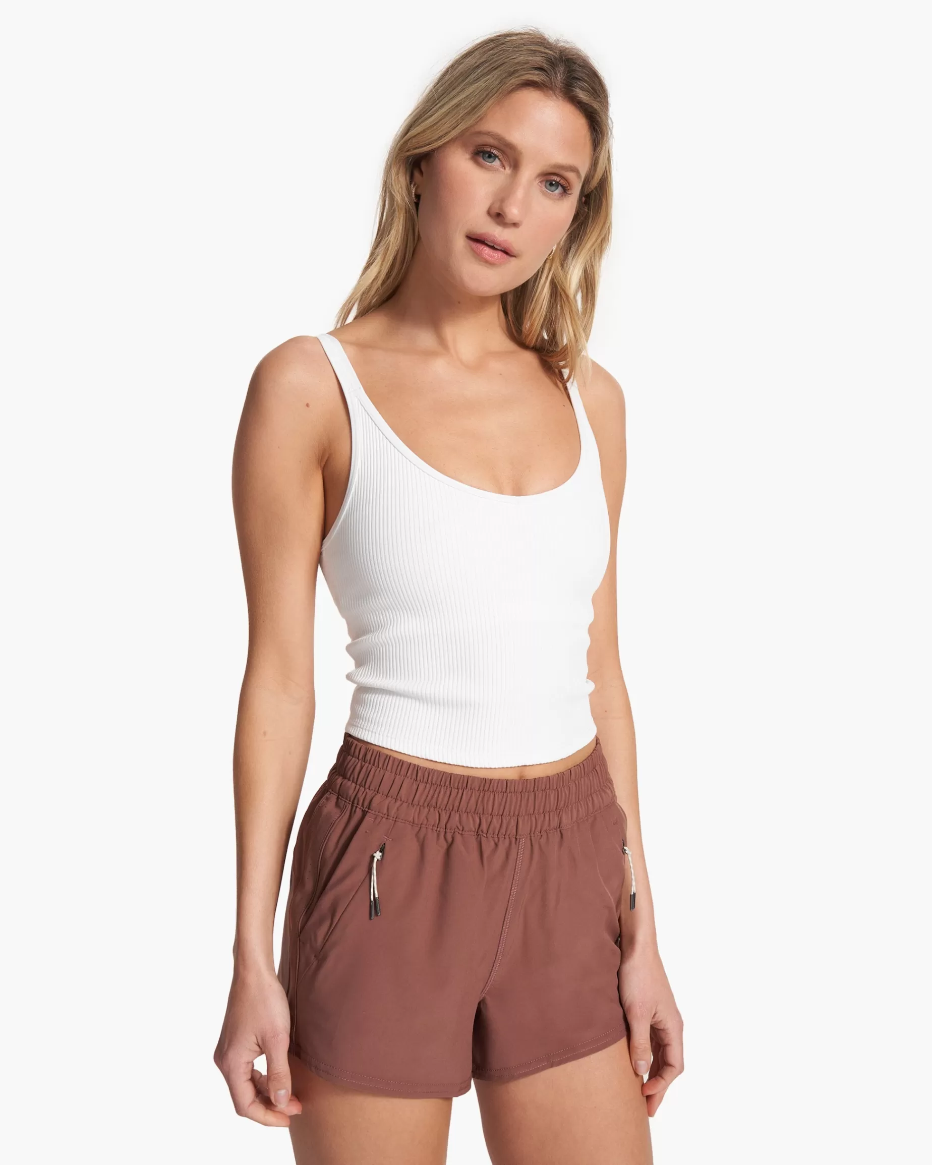 Vuori Rib Crop Tank White Store