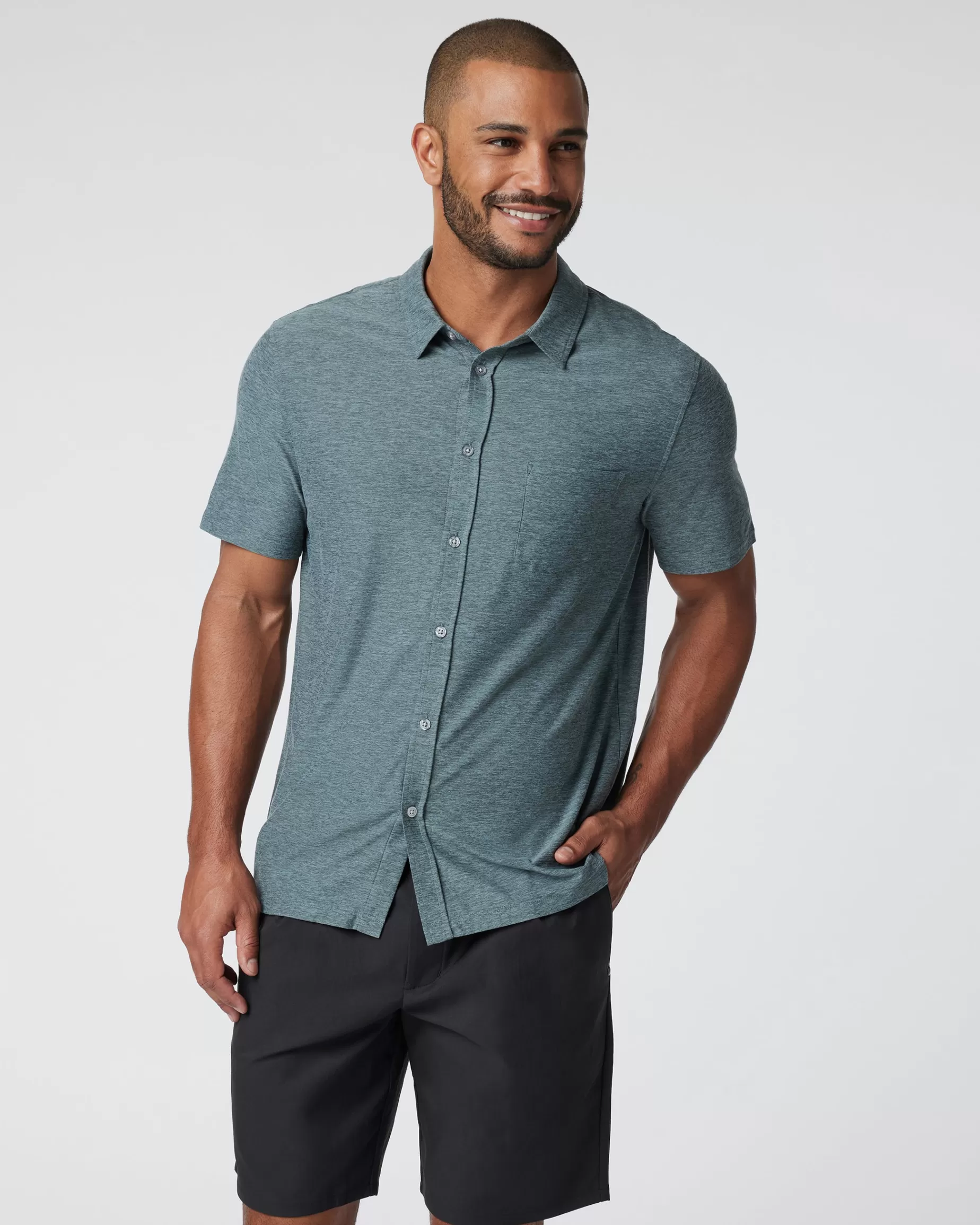 Vuori Short Sleeve Strato Button Down KashmirHeather Outlet