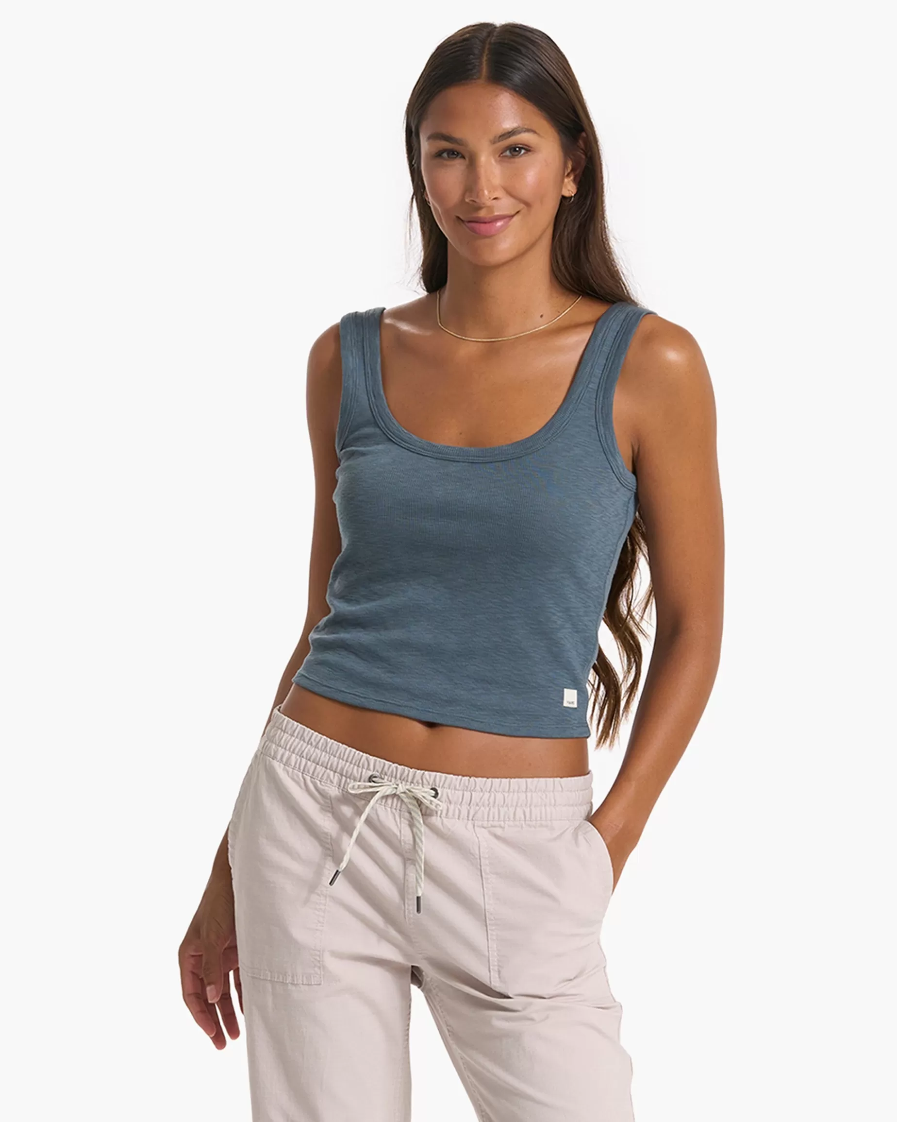 Vuori Sunrise Crop Tank Stone Clearance