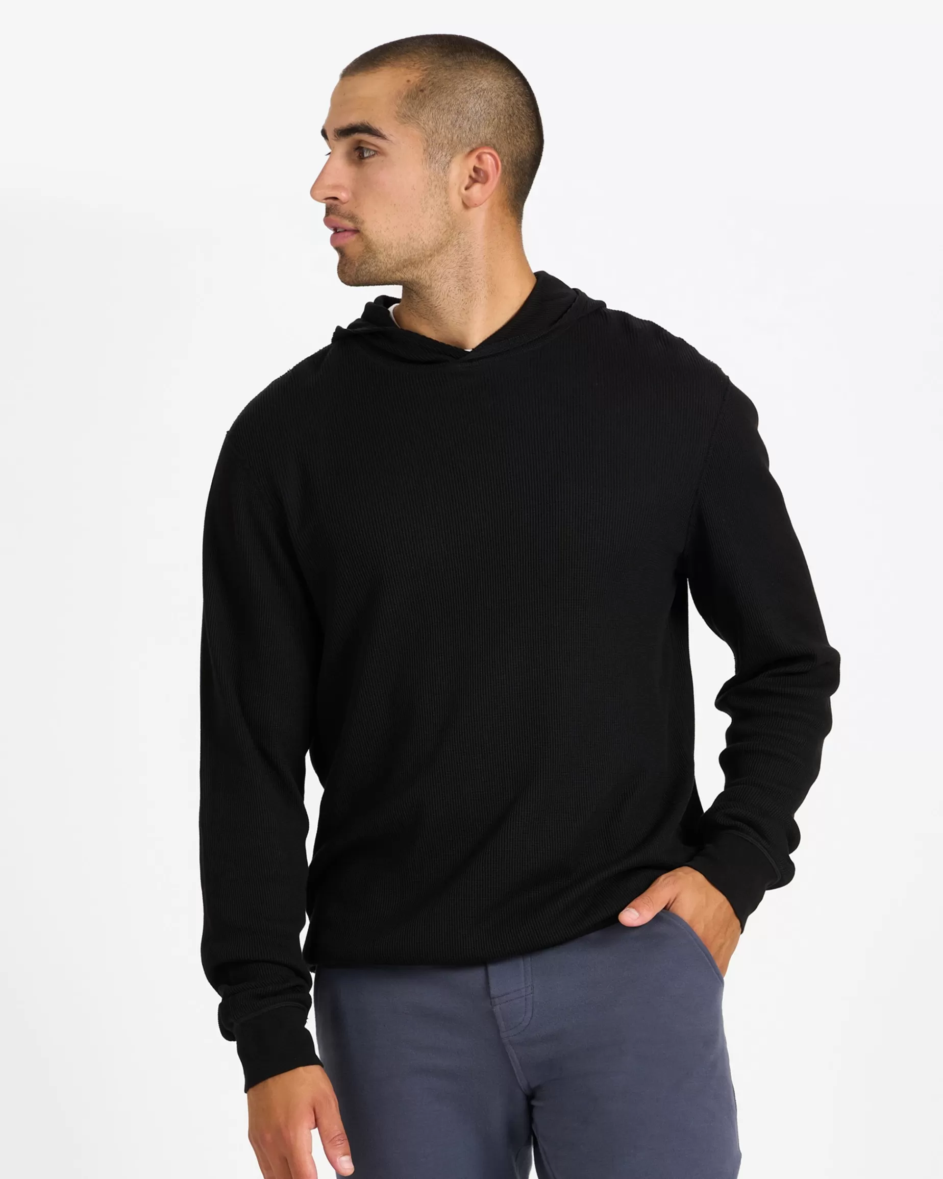 Vuori Waffle Hoodie Black Cheap